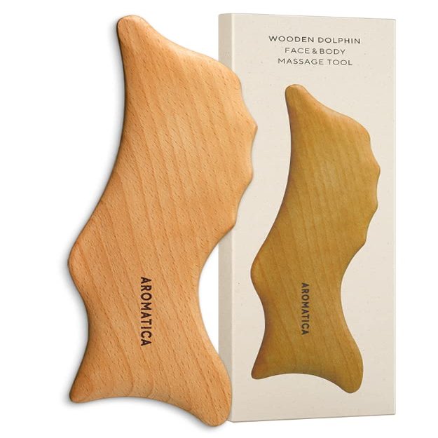 AROMATICA Wooden Dolphin Face and Body Massage Tool | Bosnian Beech Wood Gua Sha Massage Tool | Eliminates Puffiness and Promotes Healthier Body Circulation