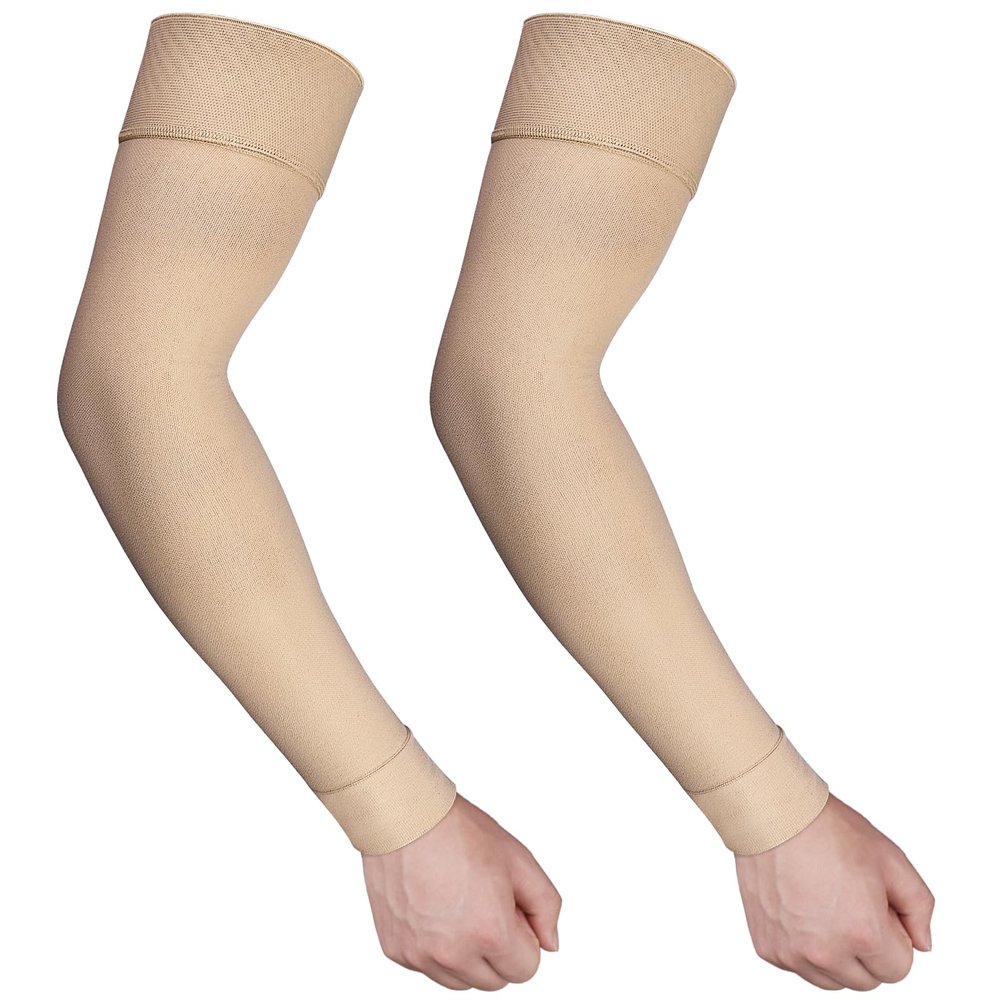 Ailaka Medical Compression Arm Sleeves for Men Women - 20-30 mmHg Lymphedema Compression Sleeves Support for Arms Pain