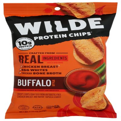 Buffalo Chicken Chips by Wilde Chips, Thin and Crispy, High Protein, Keto Certified, Made with Real Chicken, 2.25oz Bag (12 Pack)