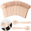 100 Pieces Wooden Forks Disposable Mini Small Sporks Bulk Appetizer compostable forks Cutlery Mini Utensils Cake Fork for Carnival Birthday Party Supplies view 1