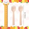100 Pieces Wooden Forks Disposable Mini Small Sporks Bulk Appetizer compostable forks Cutlery Mini Utensils Cake Fork for Carnival Birthday Party Supplies view 2