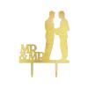 Groom And Groom Cake Topper Gay Couple Silhouette LGBT Wedding Toppers Customized Funny Acrylic Gay Wedding Cake Decorations For Wedding Aniversary Party Engagement, Gold Glitter Wood view 2
