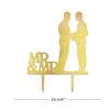 Groom And Groom Cake Topper Gay Couple Silhouette LGBT Wedding Toppers Customized Funny Acrylic Gay Wedding Cake Decorations For Wedding Aniversary Party Engagement, Gold Glitter Wood view 3