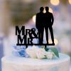 Arupkeer Groom And Groom Cake Toppers Two Men Standing Together Wedding Cake Topper Customized Funny Acrylic Same Sex Gay Cake Decor For Vow Renewal Wedding Anniversary, Black Acrylic view 1