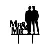 Arupkeer Groom And Groom Cake Toppers Two Men Standing Together Wedding Cake Topper Customized Funny Acrylic Same Sex Gay Cake Decor For Vow Renewal Wedding Anniversary, Black Acrylic view 2