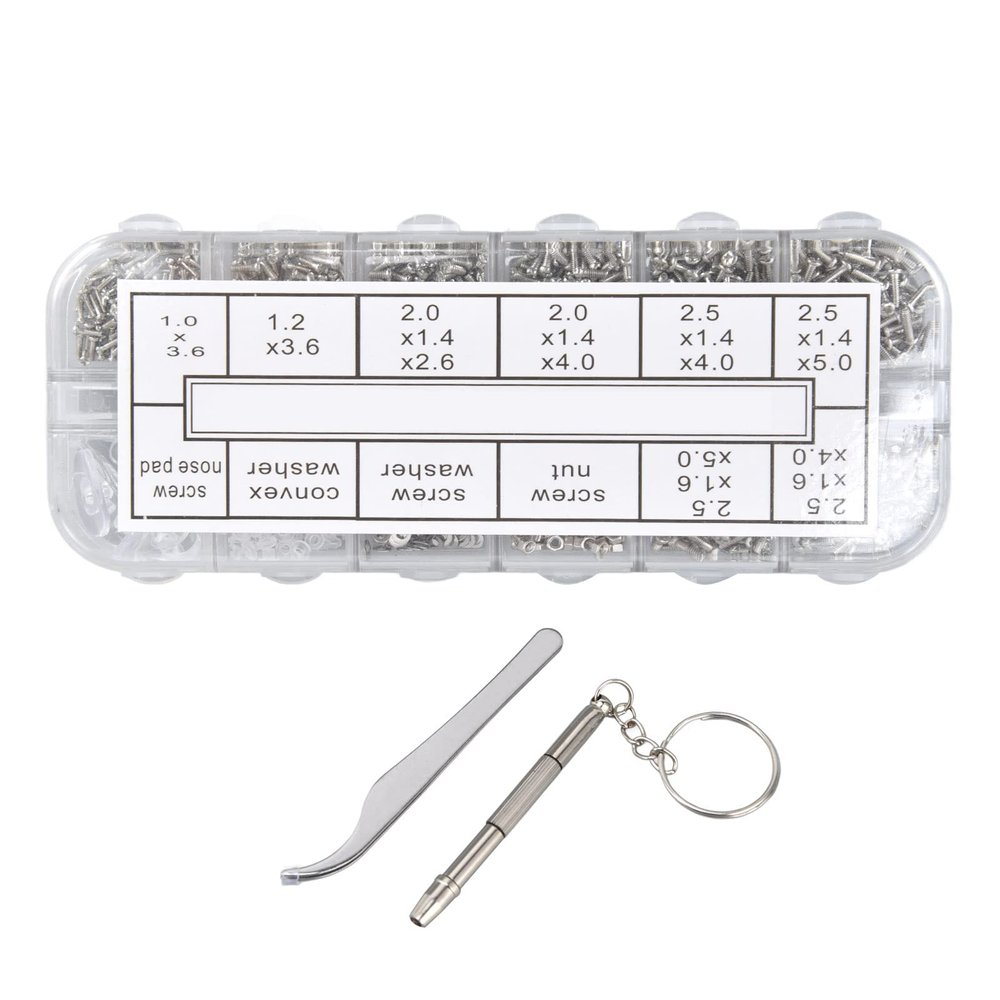 Pilipane Eyeglass Repair Kit with Compact Screw Box, Accurate Screwdriver Set, Screws, Tweezer for Watch Clock Spectacle Eye Glass Repair