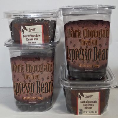 Trader Joe & Choceur Dark Chocolate Covered Espresso Beans (4 Tubs)