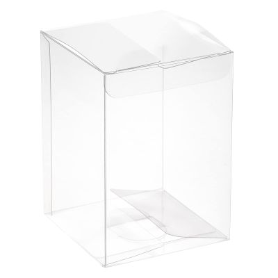 MECCANIXITY Plastic Retail Boxes 2.8"x2.8"x3.9" (70x70x100mm) Gift Box with Protecting Film for Candy, Cookies, Christmas, Wedding, Party Wrapping Clear Pack of 30
