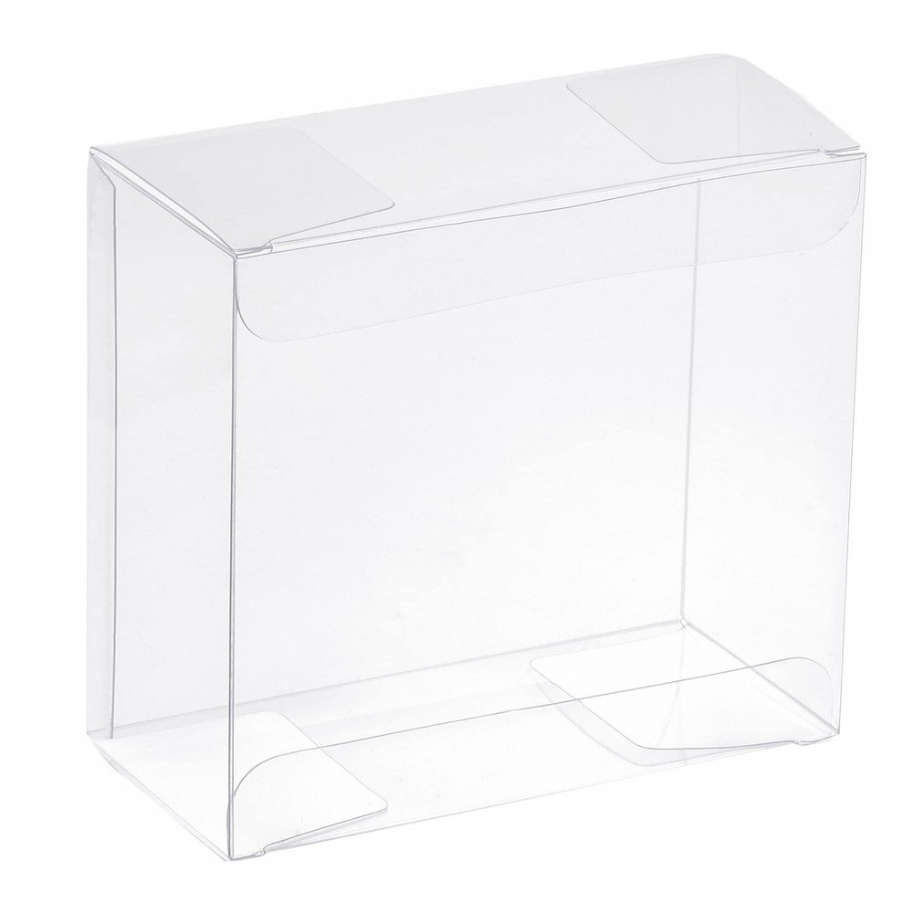 MECCANIXITY Plastic Retail Boxes 3.9"x2"x3.9" (100x50x100mm) Gift Box with Protecting Film for Candy, Cookies, Christmas, Wedding, Party Wrapping Clear Pack of 10