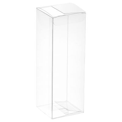 MECCANIXITY Plastic Retail Boxes 2"x2"x5.9" (50x50x150mm) Gift Box with Protecting Film for Candy, Cookies, Christmas, Wedding, Party Wrapping Clear Pack of 20
