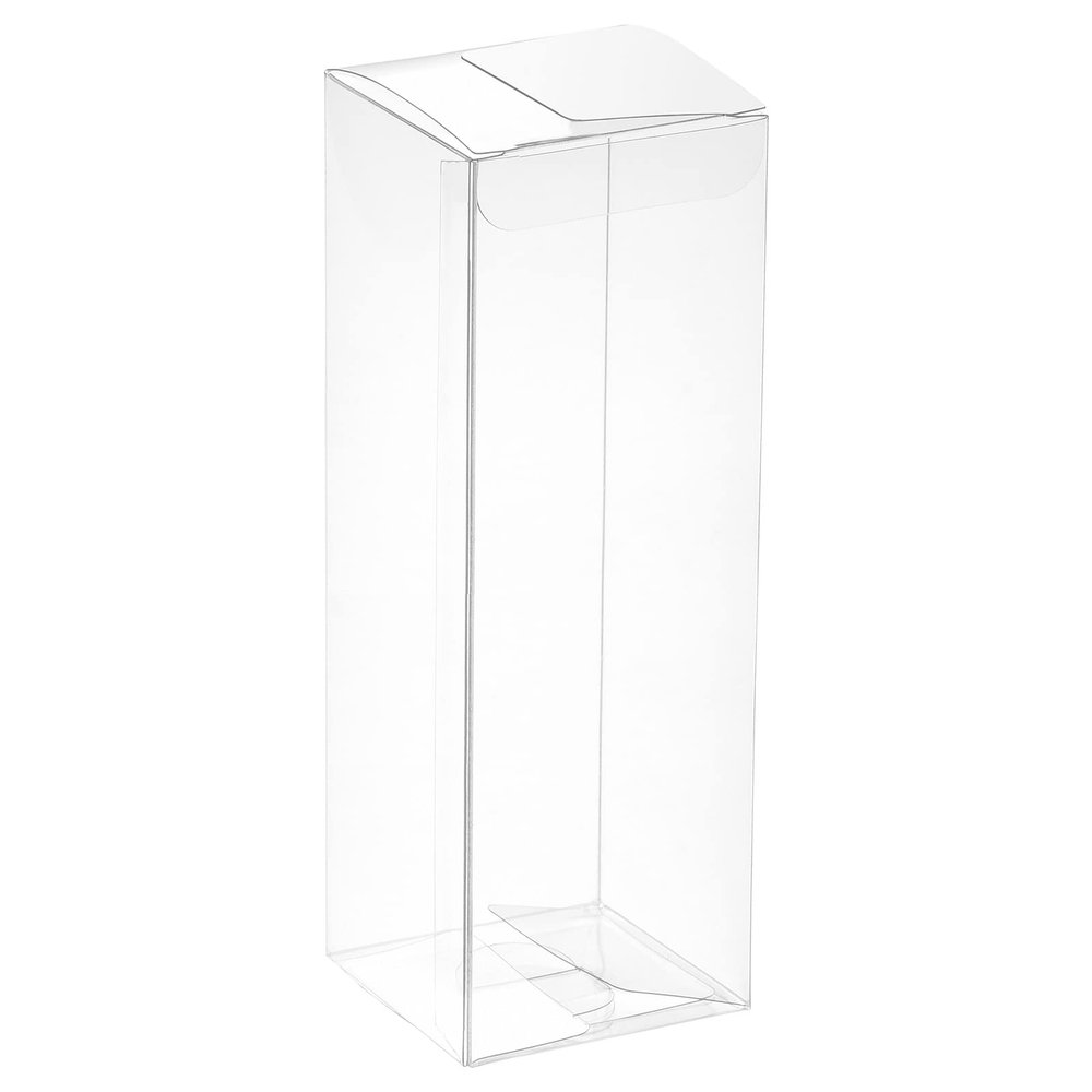 MECCANIXITY Plastic Retail Boxes 2"x2"x5.9" (50x50x150mm) Gift Box with Protecting Film for Candy, Cookies, Christmas, Wedding, Party Wrapping Clear Pack of 20