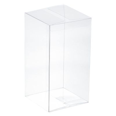 MECCANIXITY Plastic Retail Boxes 3.1"x3.1"x5.9" (80x80x150mm) Gift Box with Protecting Film for Candy, Cookies, Christmas, Wedding, Party Wrapping Clear Pack of 10