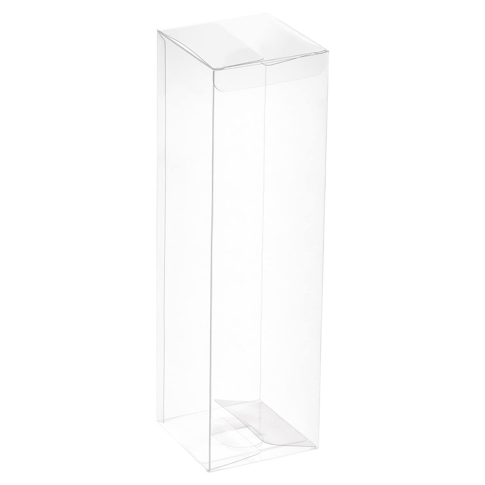 MECCANIXITY Plastic Retail Boxes 2.8"x2.8"x9.1" (70x70x230mm) Gift Box with Protecting Film for Candy, Cookies, Christmas, Wedding, Party Wrapping Clear Pack of 10