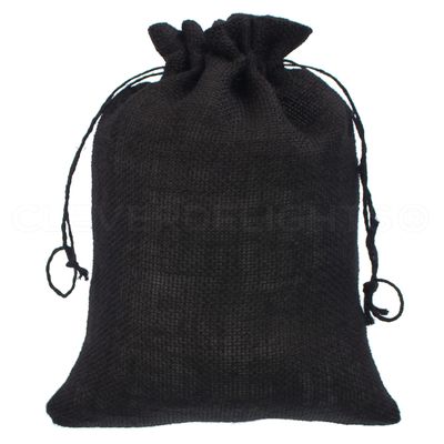 CleverDelights 8" x 12" Black Burlap Bags - 25 Pack - Jute Burlap Drawstring Sacks