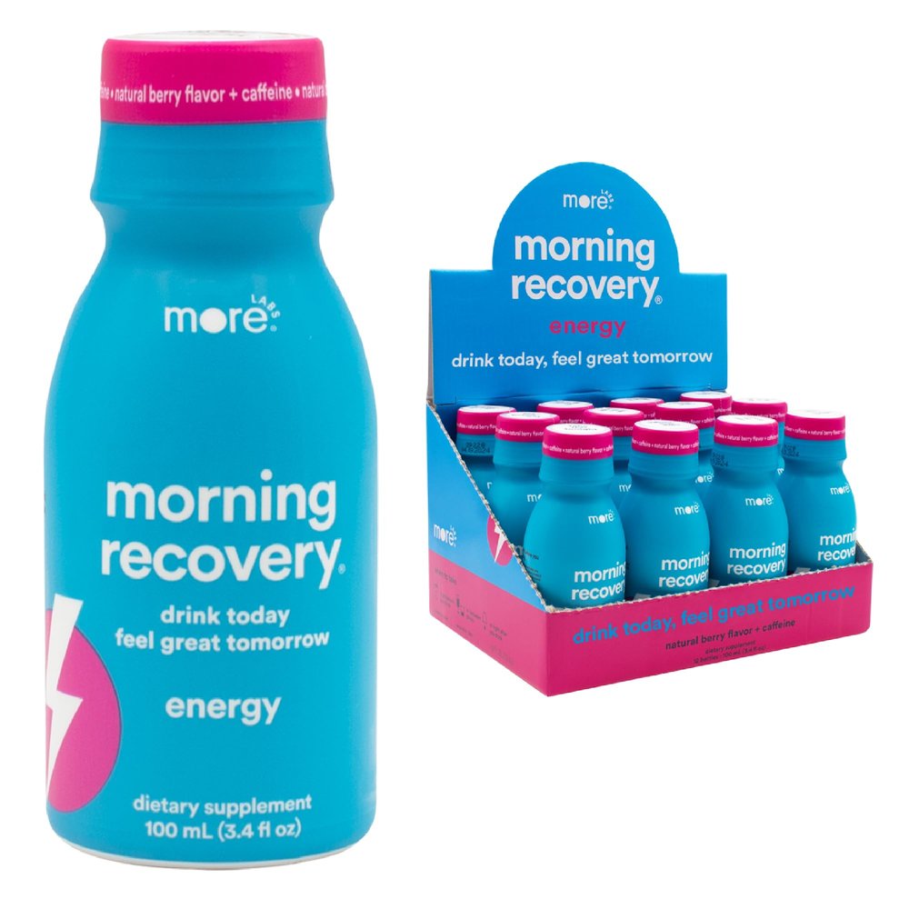 Morning Recovery DHM Electrolyte with Energy, Milk Thistle Drink Proprietary Formulation to Hydrate While Drinking, Non GMO, Vegan, Gluten-Free, Berry, Pack of 12