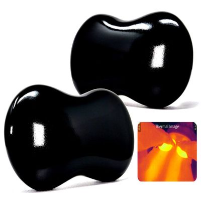 Serene (Midnight Black)(Set of 2) Synergy Stones - Contoured Hot Stone Massage Tools - Deep Heat for Muscle Tension Relief - Relaxing and Therapeutic Ultra-Smooth for on Skin with Oil or Over Clothes