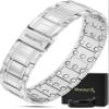 MagnetRX 3X Strength Mens Magnetic Bracelet  Titanium Magnetic Bracelets for Men  Premium Foldover Clasp & Adjustable Length with Sizing Tool & Gift Box (Silver) view 1
