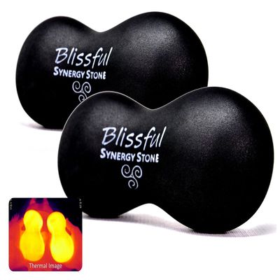 Blissful (Basalt Black)(Set of 2) Synergy Stone - Contoured Hot Stone Massage Tools - Deep Heat for Muscle Tension Relief - Relaxing and Therapeutic - Matte Surface for on Skin with Oil only