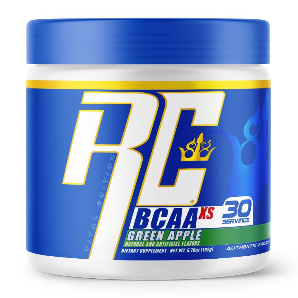 Ronnie Coleman Signature Series 30 Servings, XS BCAAs Amino Acids Powder with EAAs, Sugar Free Hydration Drink and Muscles Recovery Supplements, Green Apple Flavored Post Workout Powder
