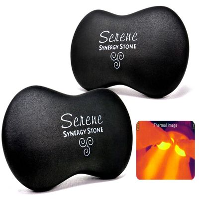 Serene (Basalt Black)(Set of 2) Synergy Stones - Contoured Hot Stone Massage Tools - Deep Heat for Muscle Tension Relief - Relaxing and Therapeutic - Matte Surface for on Skin with Oil only