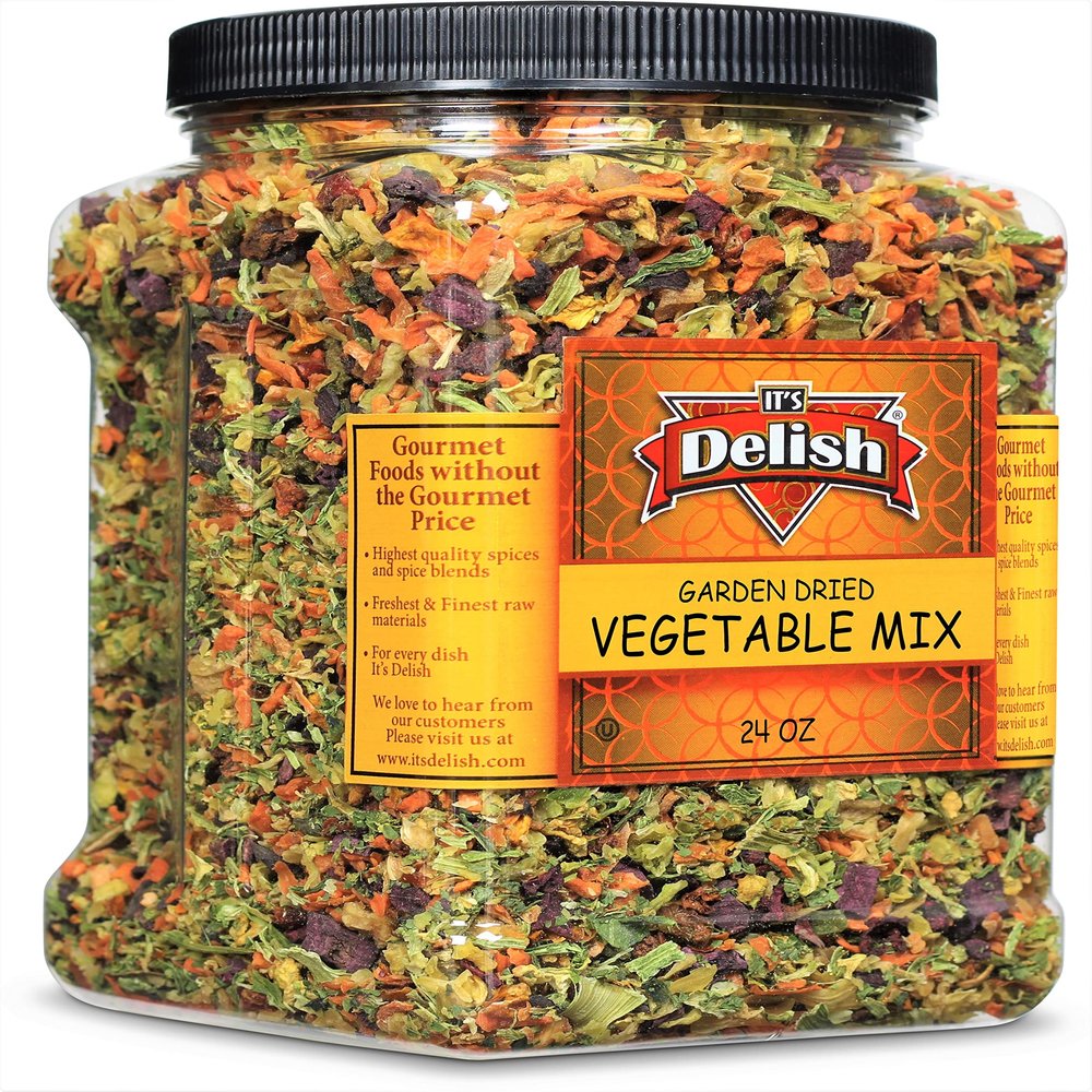 Garden Vegetable Soup Mix by Its Delish, 24 OZ Jumbo Container | Natural Dehydrated Vegetables for Ramen Noodles, Soup Greens with Beets | Freeze Dried Veggie Blend | Vegan, Gluten-Free and Kosher