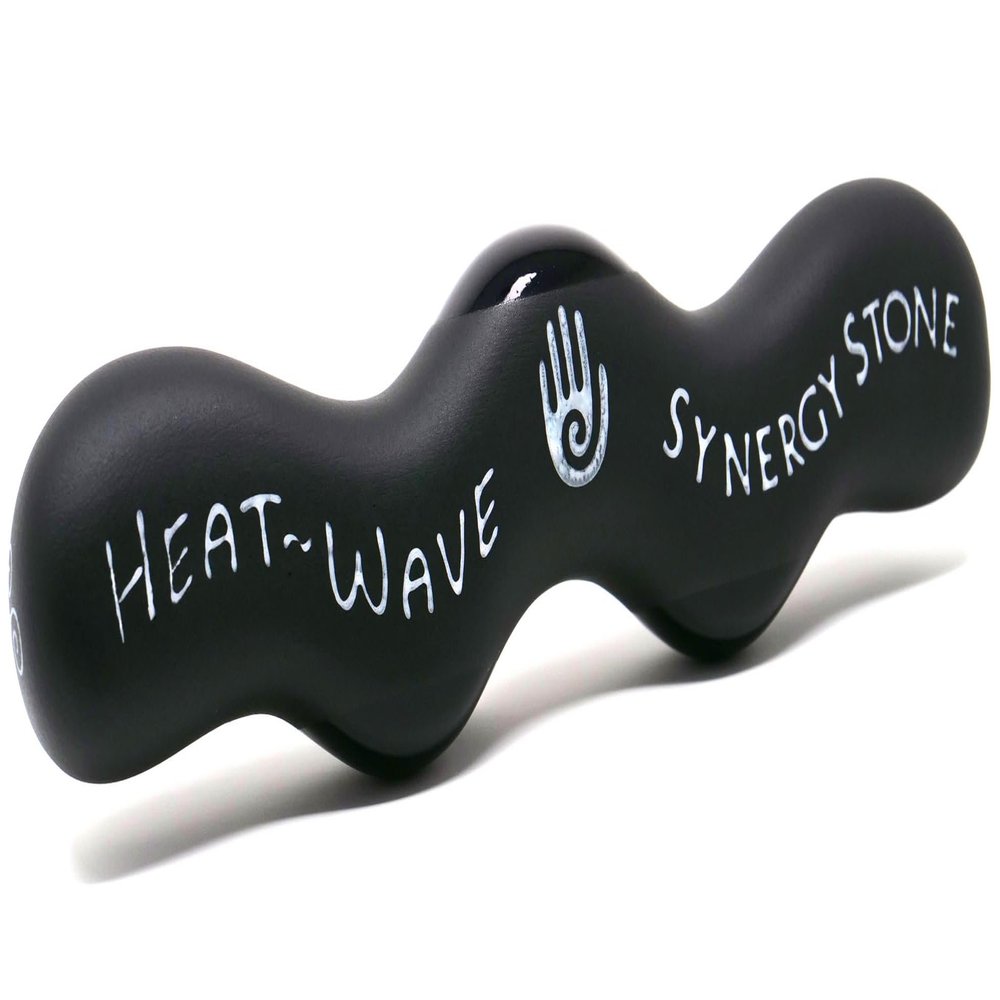 Heat-Wave (Basalt Black) Synergy Stone - Contoured Hot Stone Massage Tool with Radiant Heat - Relaxing and Therapeutic for Neck, Back, Legs, Feet - Natural-Matte Surface for on Skin with Oil only