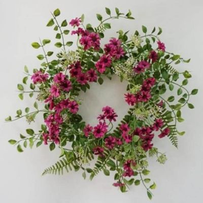 Factory Direct Craft Artificial Beauty Pink Daisy Wreath for Spring Decorations and Candle Ring Centerpieces Size: 16" Dia