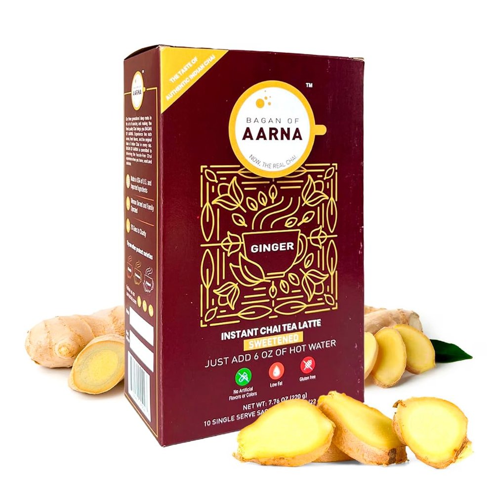 Aarna Instant Ginger Chai, Spiced Tea Powder Mix, Authentic Chai With Natural Flavour, Makes 10 Cups