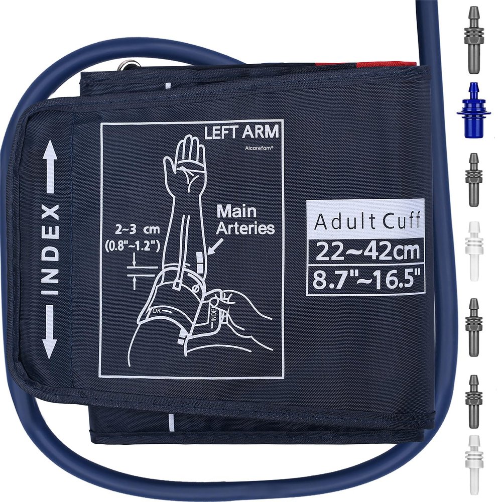 Alcarefam Large Blood Pressure Cuff, 8.7-16.5 (22-42CM) BP Cuff Compatible with Omron BP Monitor, Replacement Cuff for Adult Big Arms, 7 Connectors