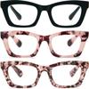 REAVEE 3 Pack Oprah Style Reading Glasses for Women Blue Light Blocking Computer Square Readers with Spring Hinge 2.0 view 1