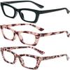 REAVEE 3 Pack Oprah Style Reading Glasses for Women Blue Light Blocking Computer Square Readers with Spring Hinge 2.0 view 2