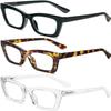 REAVEE 3 Pack Oprah Style Reading Glasses Blue Light Blocking Computer Square Readers for Women with Spring Hinge Anti Glare/Eyestrain 2.0 view 2