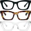 REAVEE 3 Pack Oprah Style Reading Glasses Blue Light Blocking Computer Square Readers for Women with Spring Hinge Anti Glare/Eyestrain 1.0 view 1