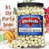 White Chocolate Covered Espresso Beans, by It's Delish, 3 Lbs Jumbo Reusable Container | Coffee Lovers Snack | Gourmet Chocolates Candy Snacks | Made in USA, Kosher Dairy view 3