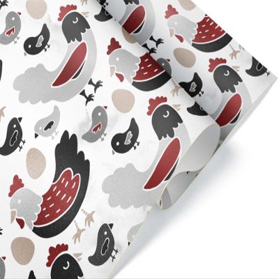 Modern Farmhouse Chicken Farm Animal Wrapping Paper Premium Barnyard Gift Wrap Party Shower Decoration (12 foot x 30 inch roll)