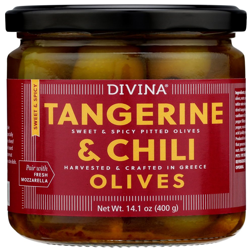 Divina, Tangerine & Chili Marinated Olives, 14.1 Ounce