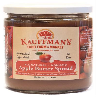 Kauffman's Fruit Farm Homemade Apple Butter Spread, Plain, 17 Oz. (Pack of 6)