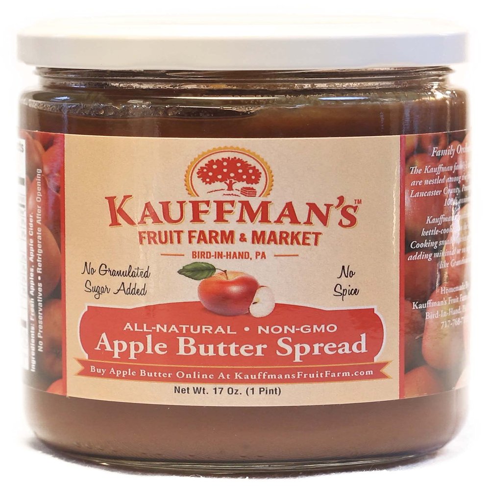 Kauffman's Fruit Farm Homemade Apple Butter Spread, Plain, 17 Oz. (Case of 12)