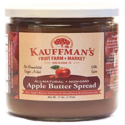 Kauffman's Fruit Farm Homemade Apple Butter Spread, No Granulated Sugar Added, 17 Oz. (Pack of 6)