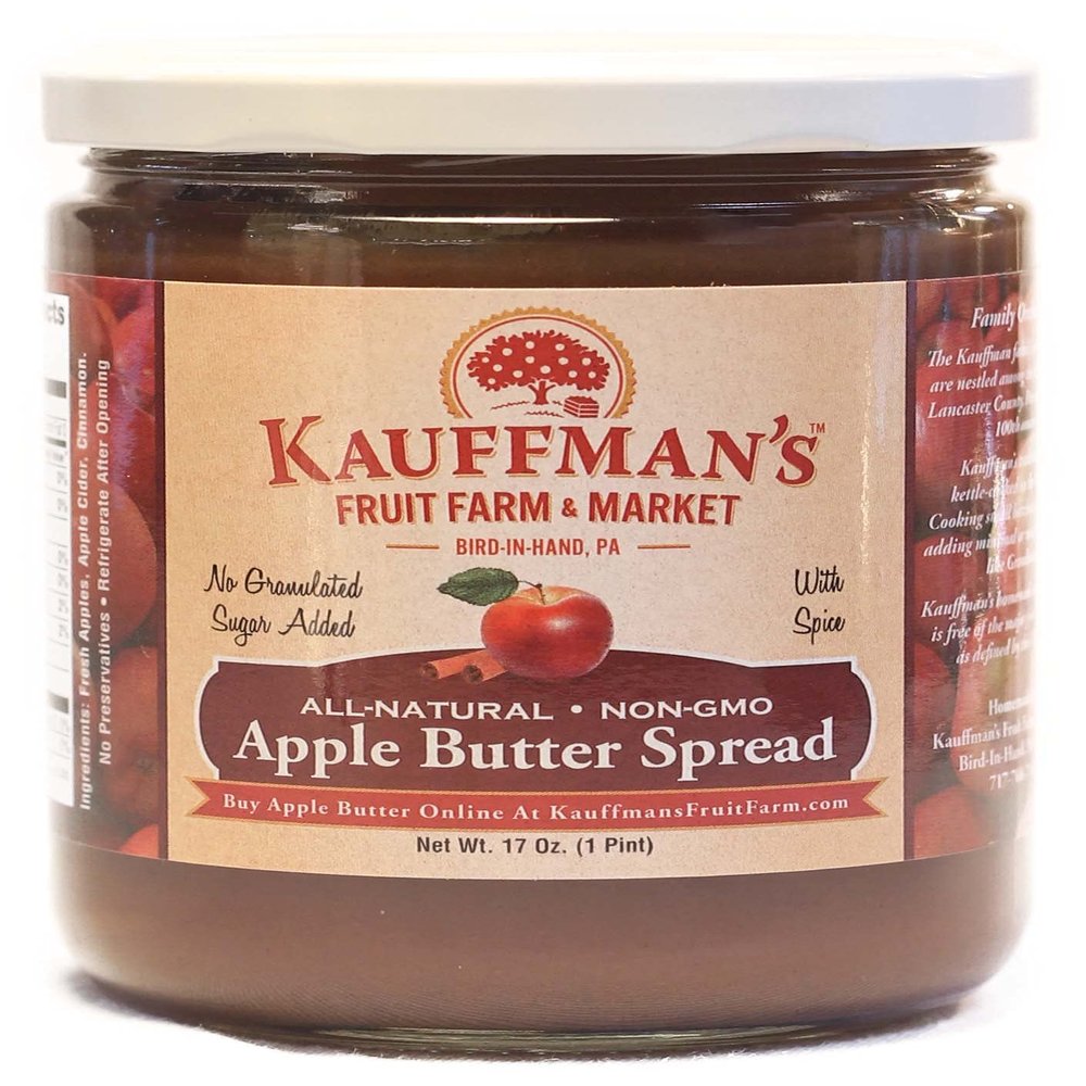 Kauffman's Fruit Farm Homemade Apple Butter Spread, No Granulated Sugar Added, 17 Oz. (Case of 12)