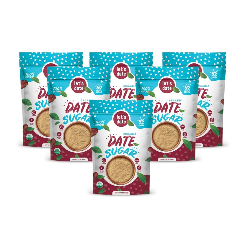 Lets Date | Organic Date Sugar | Excellent Sugar Substitute| Baking Sugar Alternative| Good Source of Fiber | Vegan | Paleo| Gluten Free| Kosher | Non- GMO | Natural Sweetener (12oz (Pack of 6))