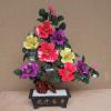 TOMYEUS Artificial Bonsai Tree Feng Shui Tabletop Bonsai Tree with Jade Stone Flower Money Tree Artificia Flower Jade Bonsai for Home Office Decor (8 Peony Flowers) Maintenance Free view 3
