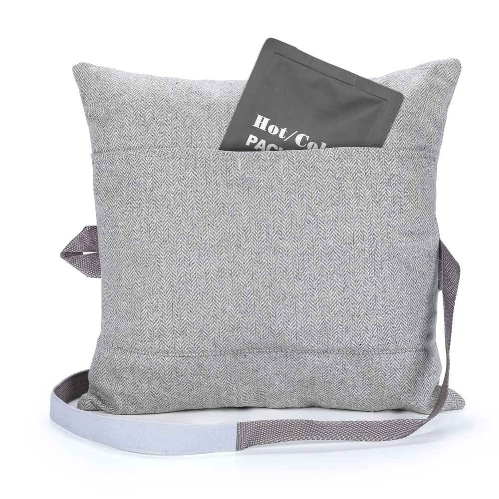 SWISSELITE Post Surgery Pillow for Hysterectomy & C-Section  Abdominal Support with Retractable Straps & Pocket  Adjustable Filling  Fits Waists up to 50" (Ice Pack Not Included)