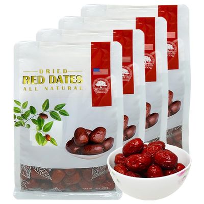 4 Pound DABC OAK LAND Premium Jujube Red Dates, 100% Natural Red Date (Hong Zao) High Vitamins, High Nutrition, Health Snack, Selected Dried Fruit, Big & Delicious Packed in USA  1LB/ 4 Bags