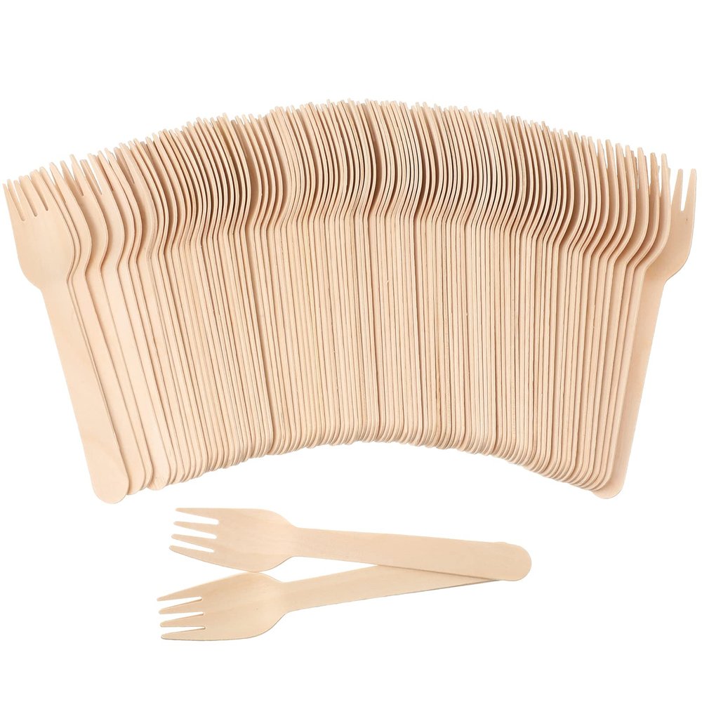 1000 Pcs Disposable Wooden Forks, Wood Sporks, Wooden Silverware, Disposable Cutlery Utensils for Food Cake Ice Cream Dessert Eating Party Camping Wedding, 6.3 Inches