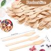 1000 Pcs Disposable Wooden Forks, Wood Sporks, Wooden Silverware, Disposable Cutlery Utensils for Food Cake Ice Cream Dessert Eating Party Camping Wedding, 6.3 Inches view 3