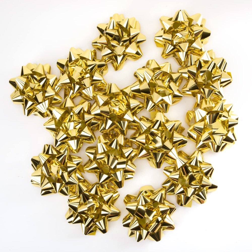 CHOIEO 15 Pcs Gift Bows Assortment, Decor for Christmas, Birthdays, Weddings, Holiday Embellishments, Presents, Wrapping Paper, Anniversaries, Baby Showers, Bridal Showers, Hanukkah (Gold)