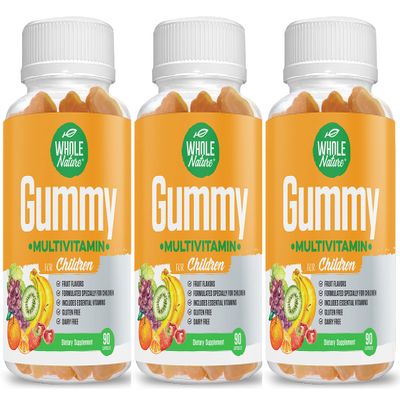 Whole Nature Kids Vitamins - Complete Daily Essentials Childrens multivitamin and Minerals for Overall Wellness, 90 Gummies Supplements Fruit Flavor, No Artificial Sugar, Dairy and Gluten Free (3)