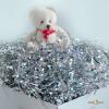 UNIQOOO 1 LB Metallic Iridescent Silver Crinkle Cut Paper Shredded Filler, Sparkle Crystal Unicorn Silver Paper Shreds Raffia Tissue, Craft Bedding Cushion for Christmas Wedding Birthday Bridesmaid view 2