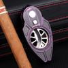KEENSUN Vintage Titanium Cigar Cutter Guillotine VG10 Stainless Steel Double Blades (Black Purple), One-Button Open Lock System, Beautiful Gift Box view 4
